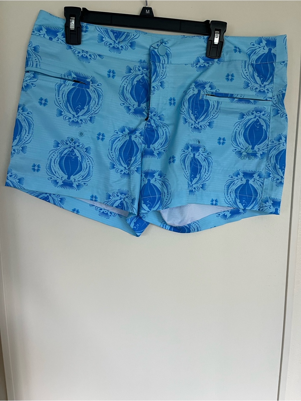 5 Fin light Blue Printed Athletic Shorts for Women